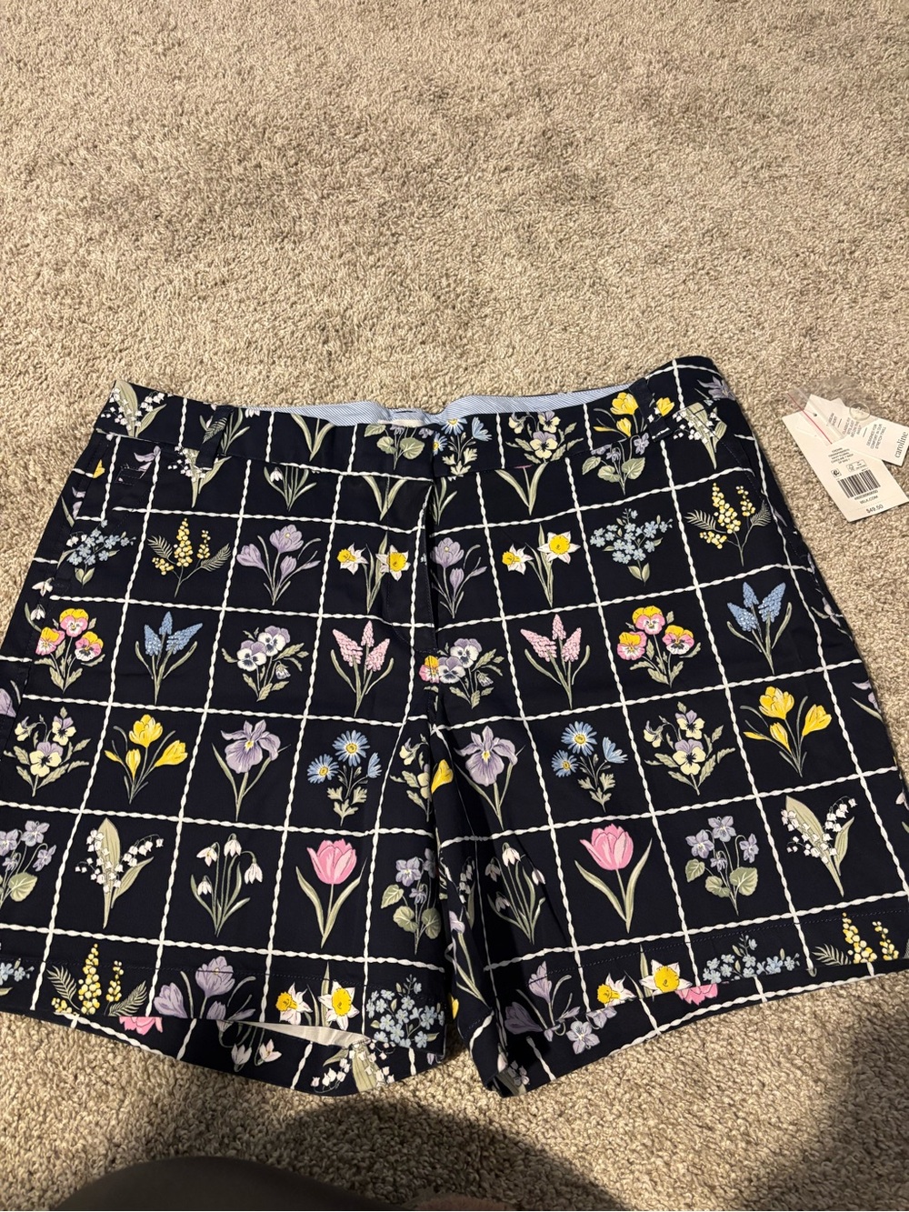 belk Navy Floral Grid Women’s Shorts